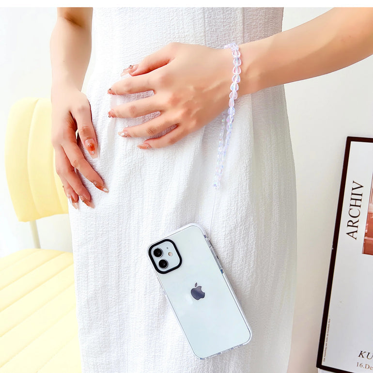 Transparent Silicon Impact Case for iPhone With White Heart Charm