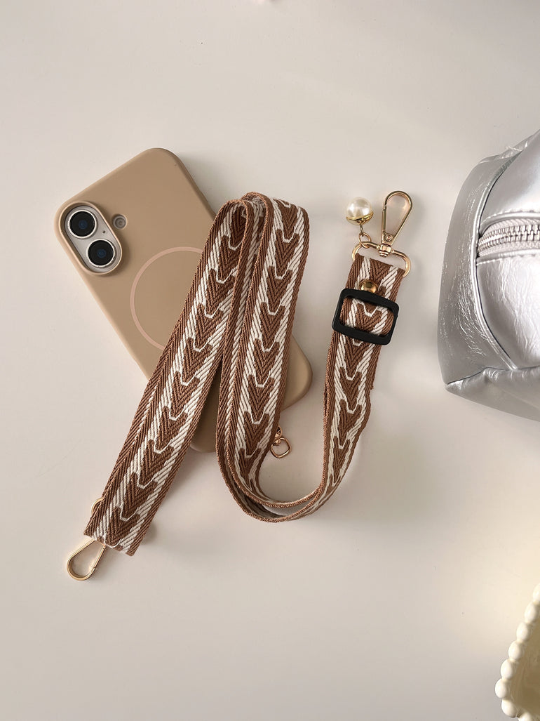 Chevron Pattern – Detachable Crossbody iPhone Holder With Pearl Detail