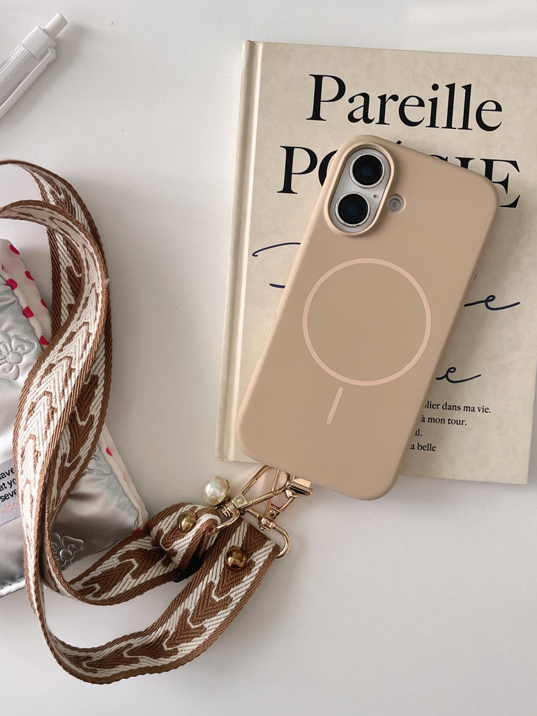 Chevron Pattern – Detachable Crossbody iPhone Holder With Pearl Detail