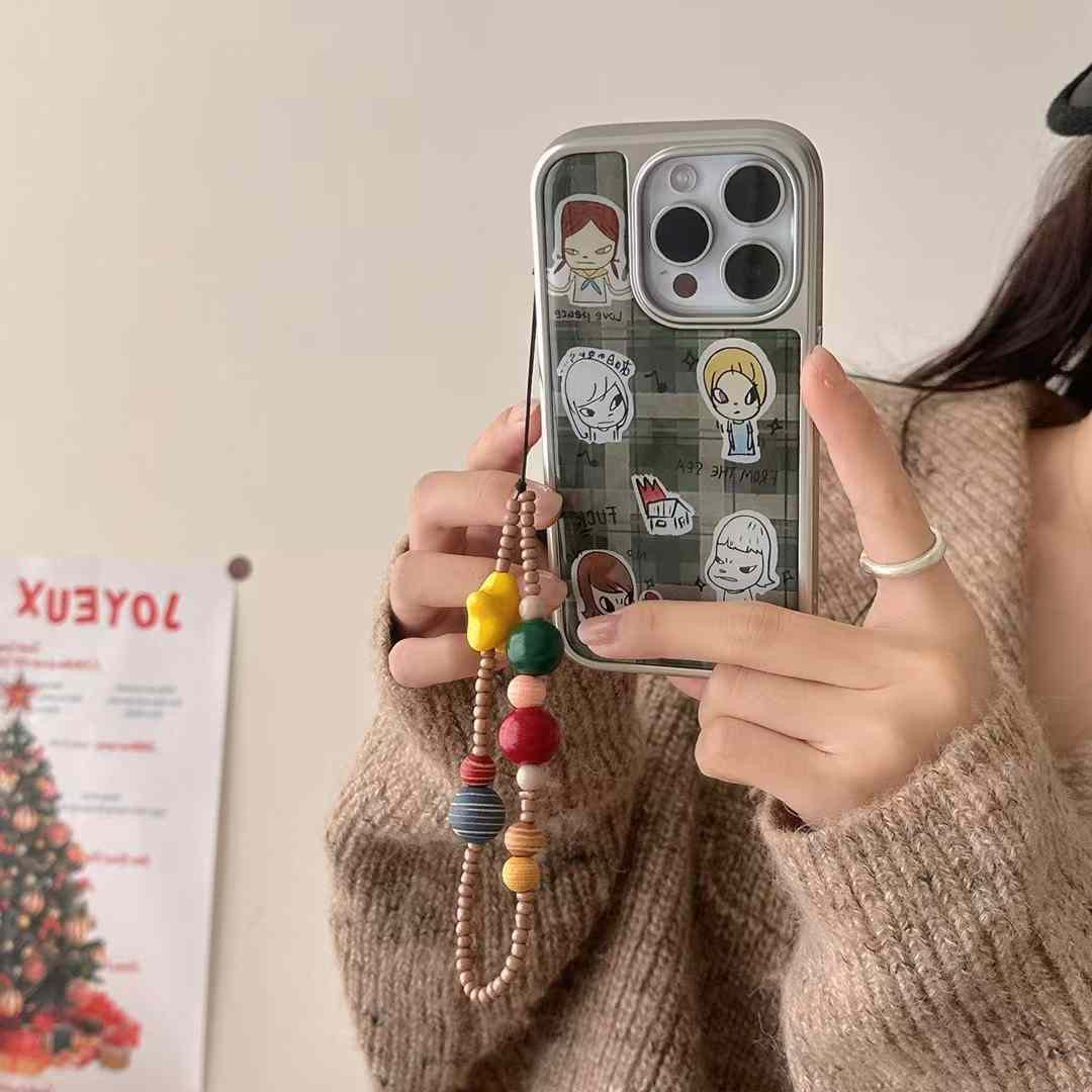 Angry Girls Checkered Case For iPhone With Charm