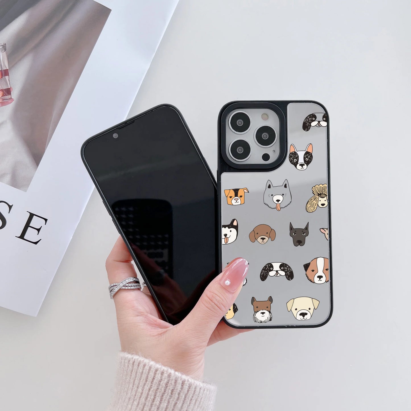 Reflective Mirror Designer Case for iPhone ( Cute Boho Pattern )