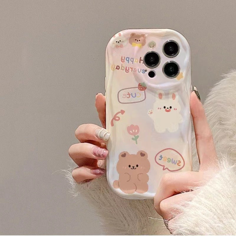 Happy Everyday Bear & Bunny Case For 13/14/15/16/16E (Basic, Pro, Pro-Max)