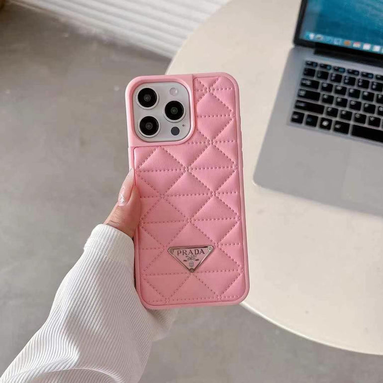 Luxury Branded Quilted Leather Case For iPhone