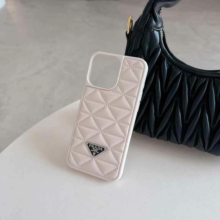 Luxury Branded Quilted Leather Case For iPhone