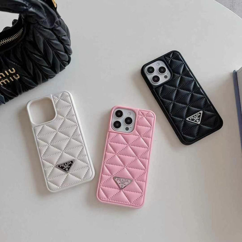 Luxury Branded Quilted Leather Case For iPhone