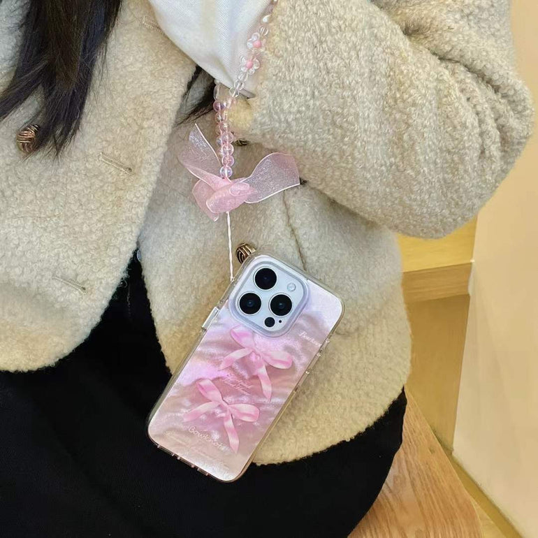 Bow Designer Silicon Case For iPhone With Bow Ribbon Charm
