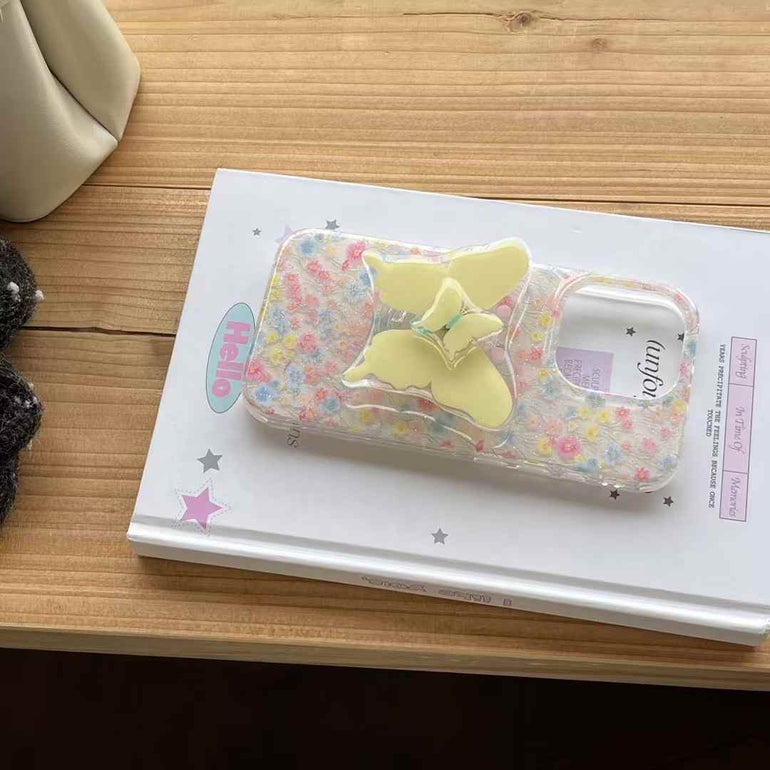Dazzle Floral Case For iPhone With Butterfly Holder
