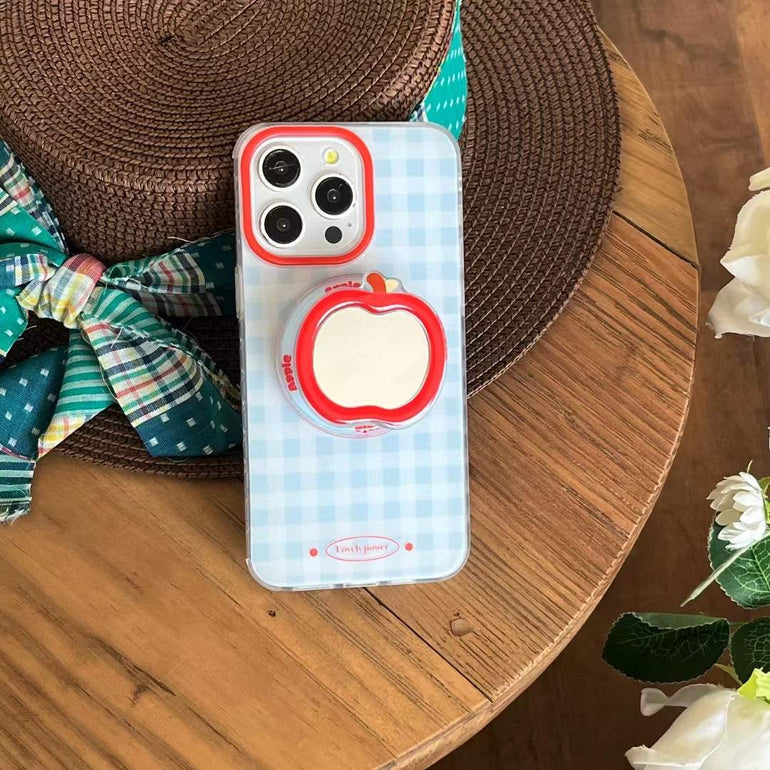 Lovely Checkered Designer iPhone Case With Apple Mirror Magsafe Holder