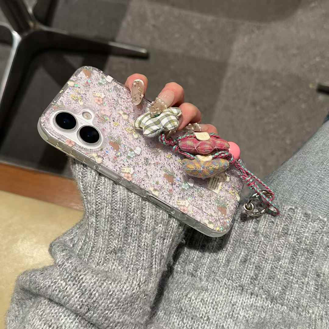 Floral Pattern Case For iPhone With Bow Charm