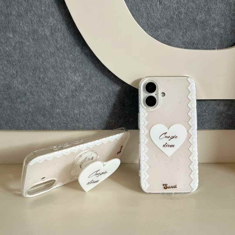 Carpediem ! Silicon iPhone Case With Heart Holder
