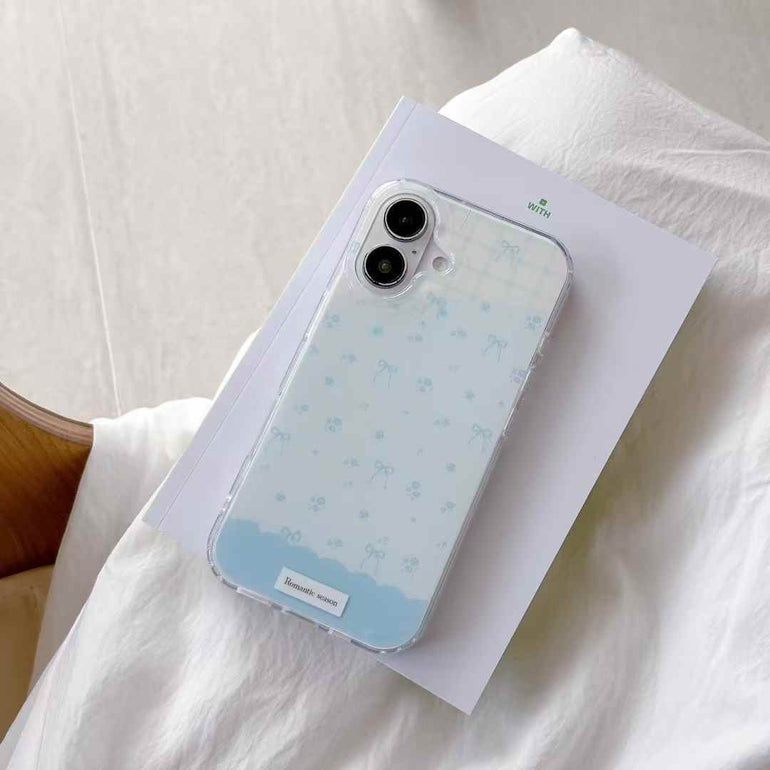 Blue Bows Silicon iPhone Case With Cute Charm