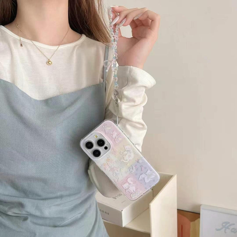 Cat's Dream Silicon Case For iPhone With Bow Charm