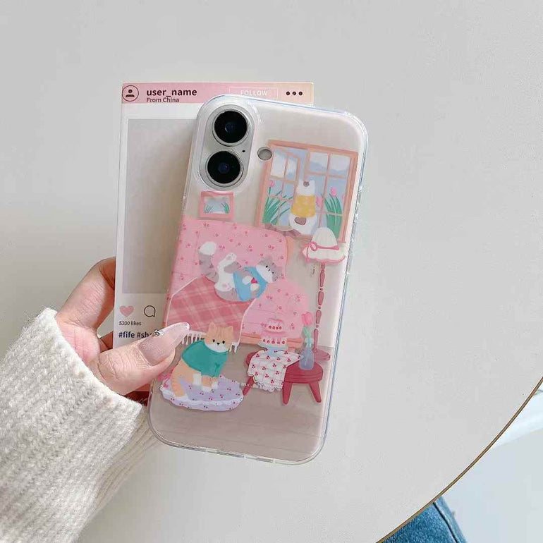 Cat Rest In Home Silicon iPhone Case With Charm