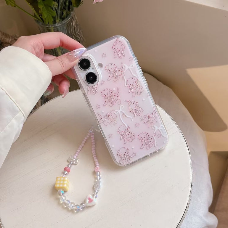 Cute Puppy Pattern iPhone Case with Charm