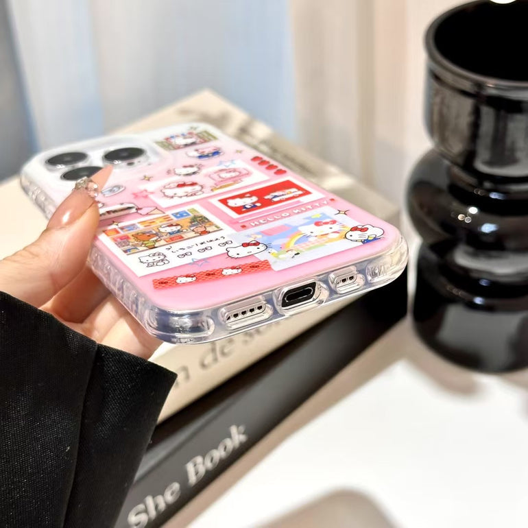 Cute Kitty Best Friends iPhone Case with Beaded Charm – Pink Cartoon Design