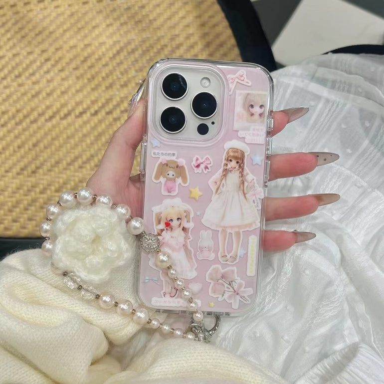 Barbie Doll Silicon Case For iPhone With Pom Pom Beaded Charm