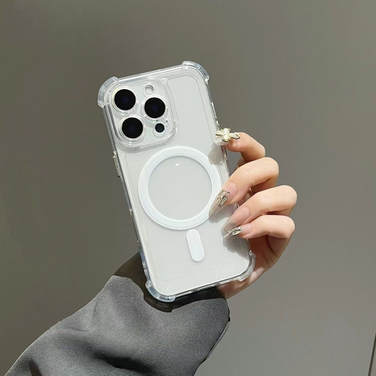 Clear MagSafe iPhone Case Collection – Shockproof Transparent Back Cover with Color Ring