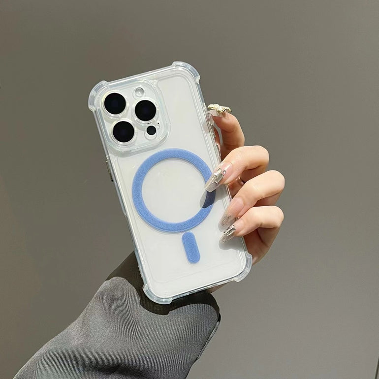 Clear MagSafe iPhone Case Collection – Shockproof Transparent Back Cover with Color Ring