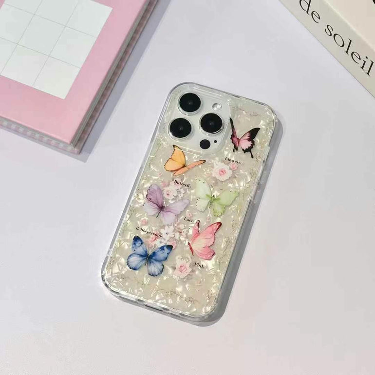 Floral Butterfly Silicon iPhone Case With Butterfly Charm