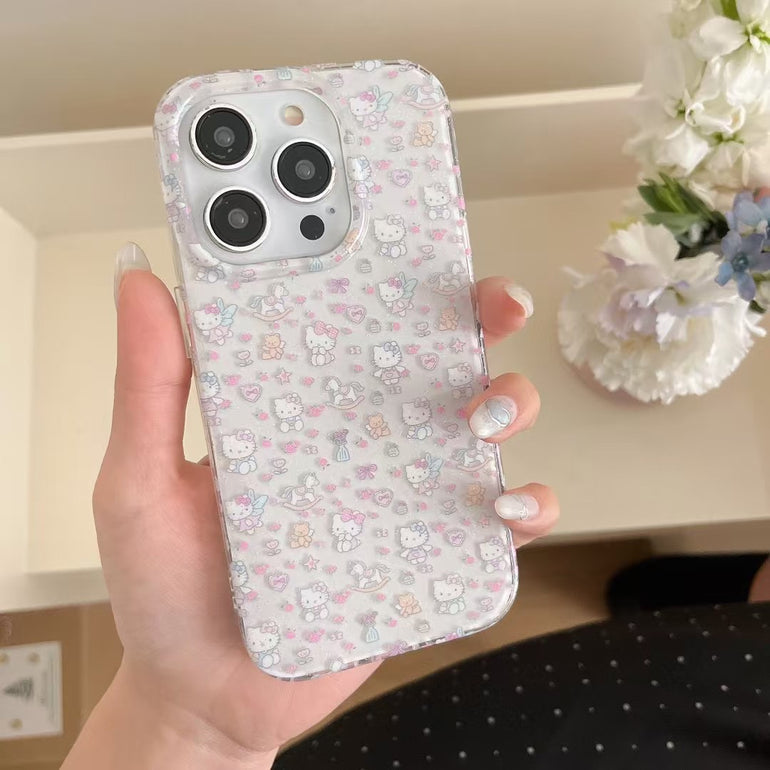 Kitty Pattern Silicon Case For iPhone