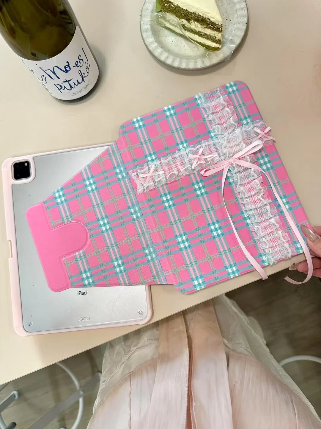 Check Bows Designer iPad Case With Inbuilt iPad Stand