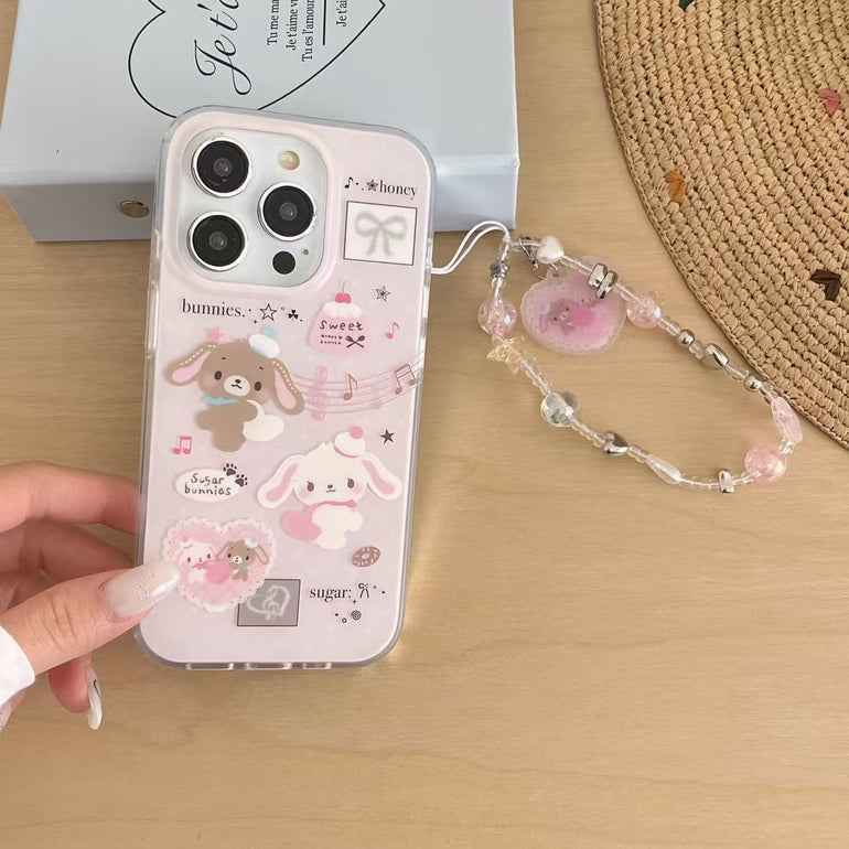 Sweet Bunnies Silicon iPhone Case With Cute Charm