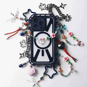 Silicon Leather Holographic iPhone Case With Sling Chain