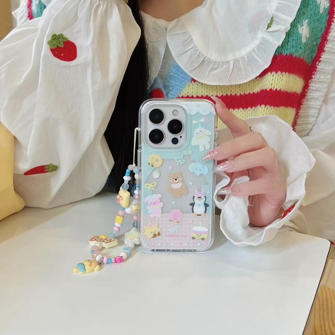 Cute Animal Party Silicon Case For iPhone With Baby Bear Charm