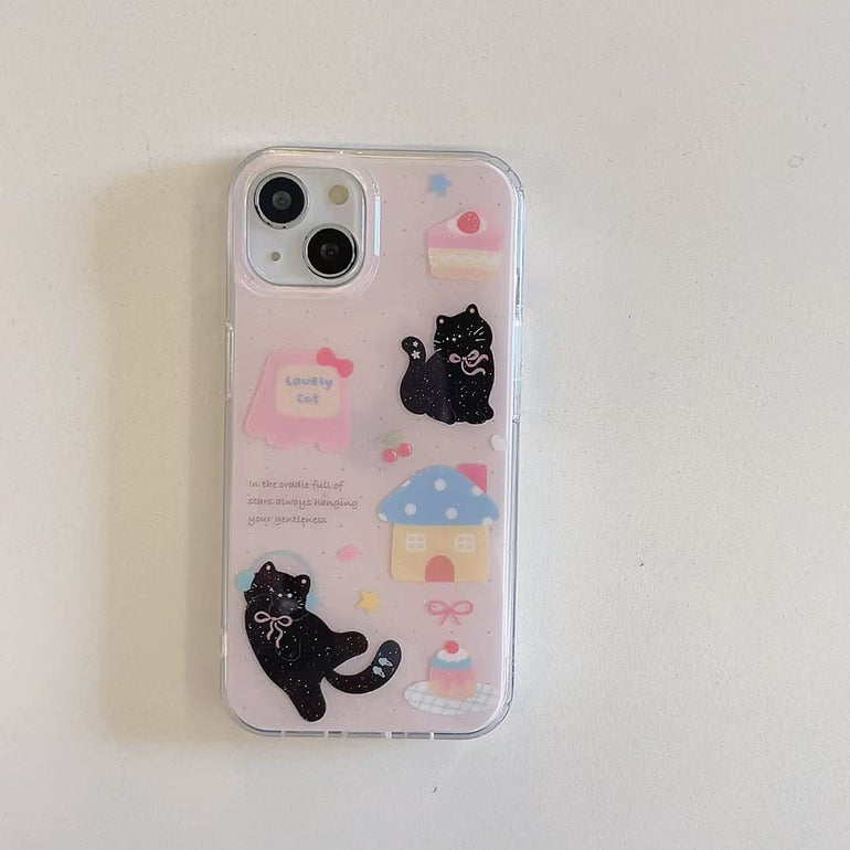 Kitten With Bow Silicon Case For iPhone With Cute Charm