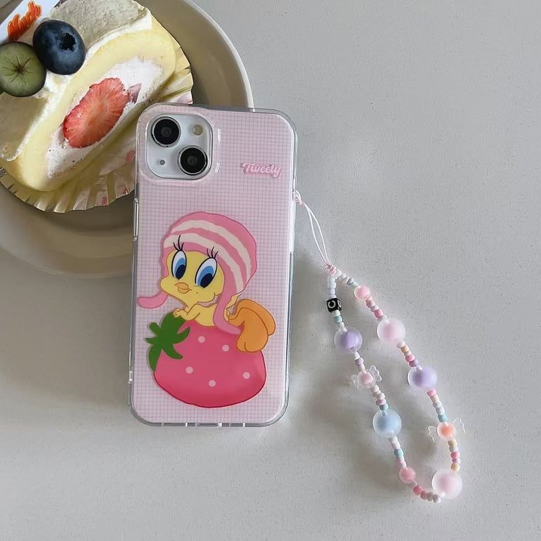 Tweety Duck Silicon Case For iPhone With Candy Charm