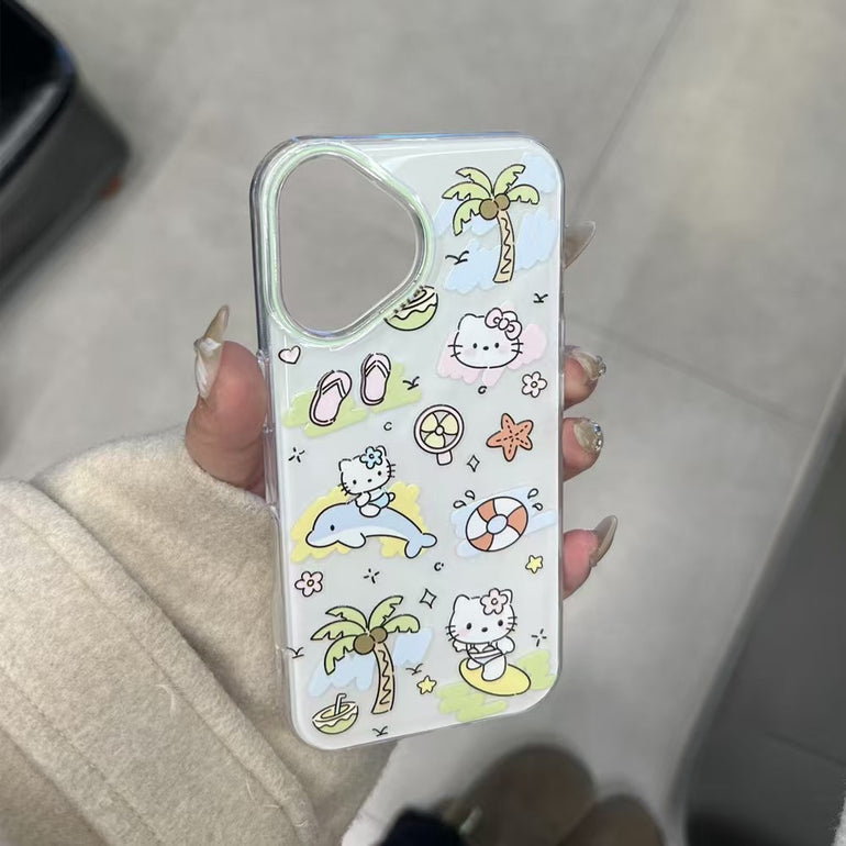 Kitty On Beach Designer Case For iPhone With Charm