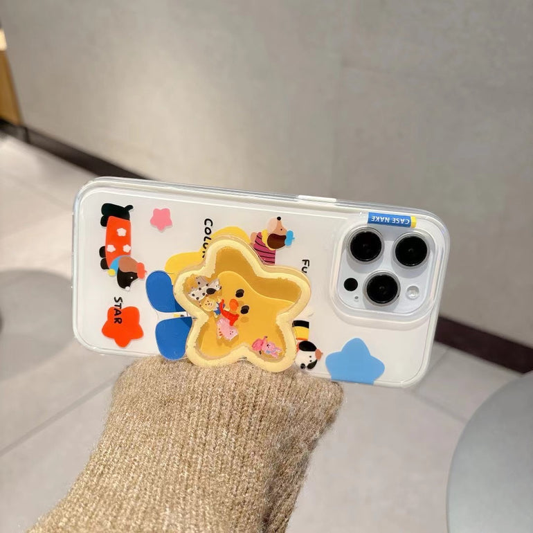 Funny Puppy Silicon Case For iPhone With Star Holder