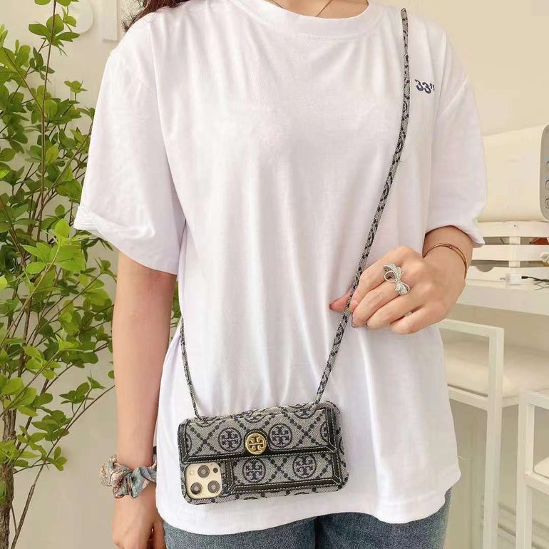 Luxury Branded Wallet Style Case for iPhone With Sling Holder