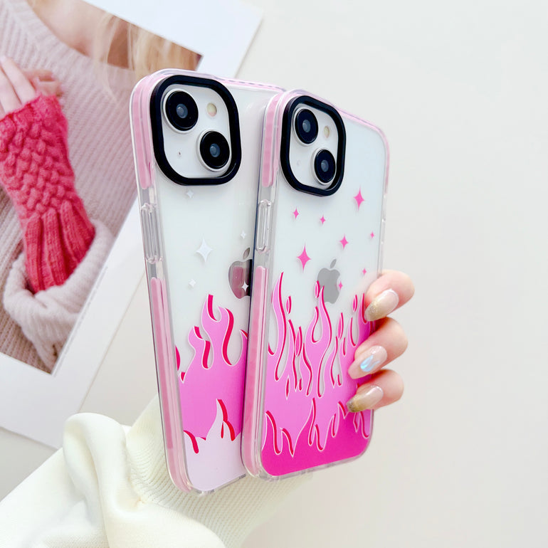 Pink Flames Y2K Designer Impact Proof Case for iPhone