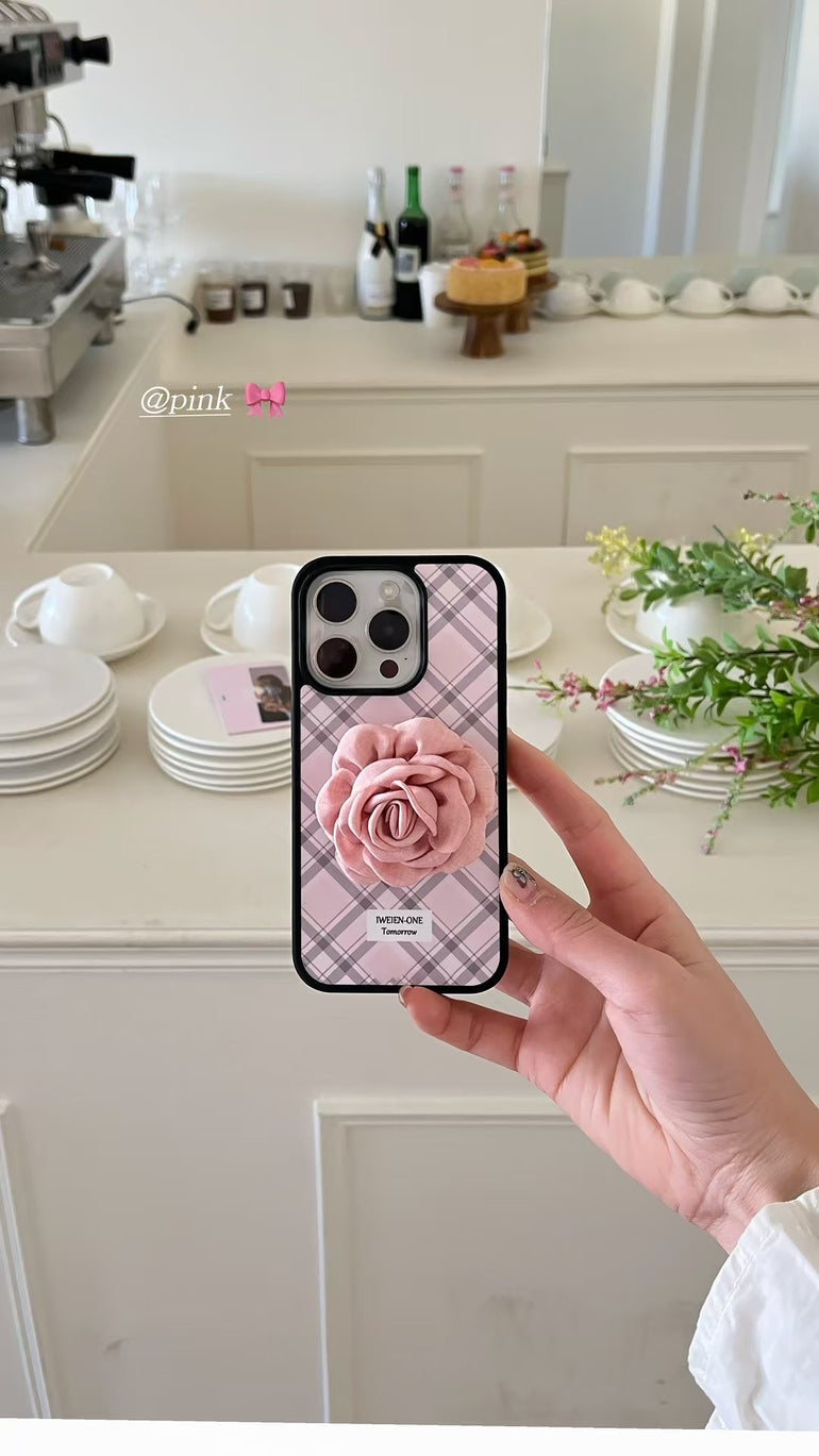 Rose On Check Designer Case For iPhone