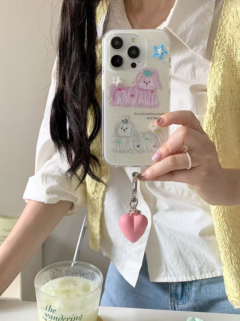 Keep Happiness Silicon Case For iPhone With Heart Charm