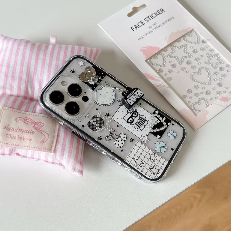 Kitty's Sticker Silicon Case For iPhone With Kitty Charm