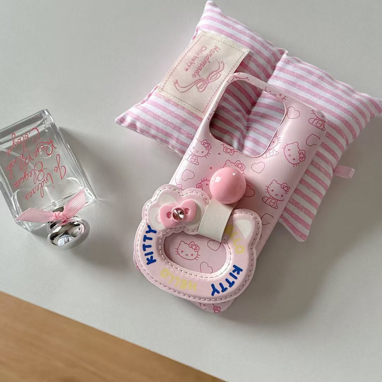 Kitty Pattern Silicon Puffer Case For iPhone With Kitty Holder