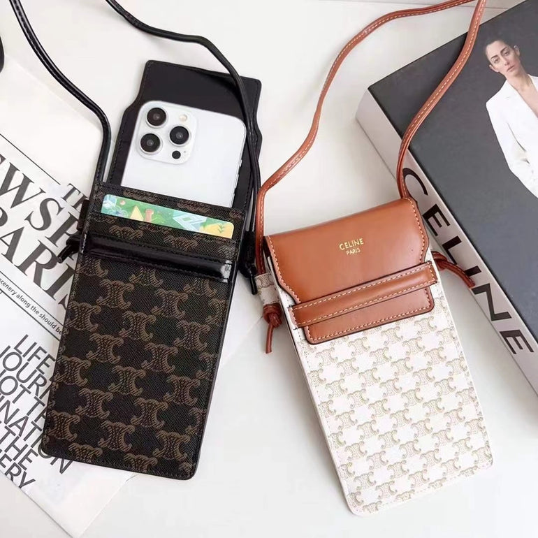 Luxury Branded Leather Bag For iPhone With Sling