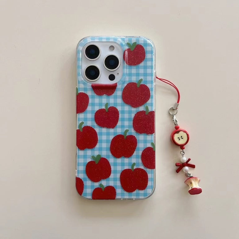 Apple Pattern Designer Case For iPhone With Charm
