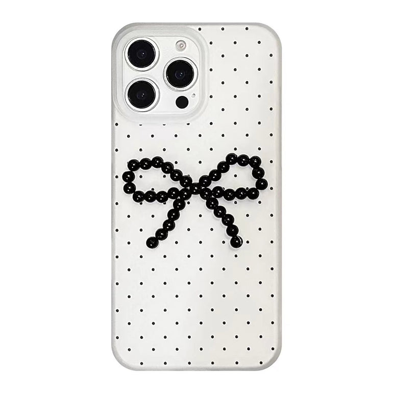 Polka Beaded Bows Silicon Case For iPhone