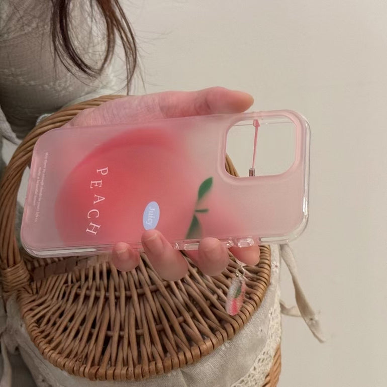 Cute Peach Designer Case For iPhone With Charm
