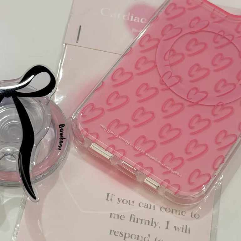 Heart Pattern Magsafe Case For iPhone With Magsafe Holder