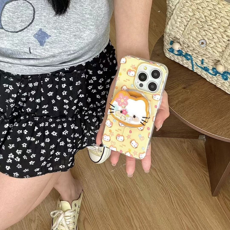 Kitty Pattern Silicon Magsafe Case For iPhone With Magsafe Holder