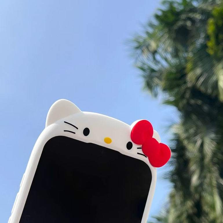 3D Kitty Silicon Case For iPhone