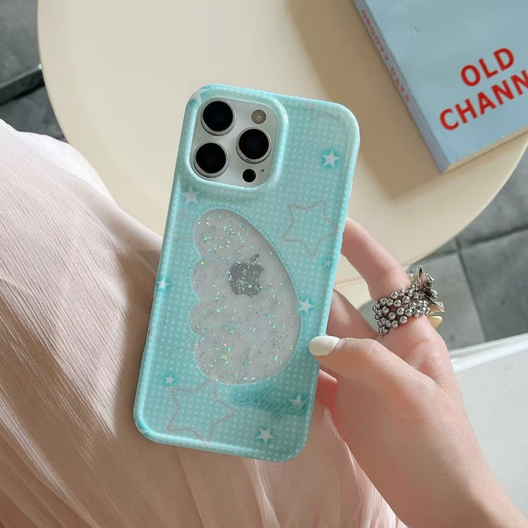 Glitter Angel Designer Case For iPhone With Charm