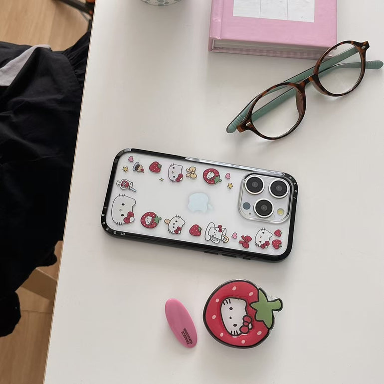 Kitty Sticker Transparent Silicon Case For iPhone With Holder