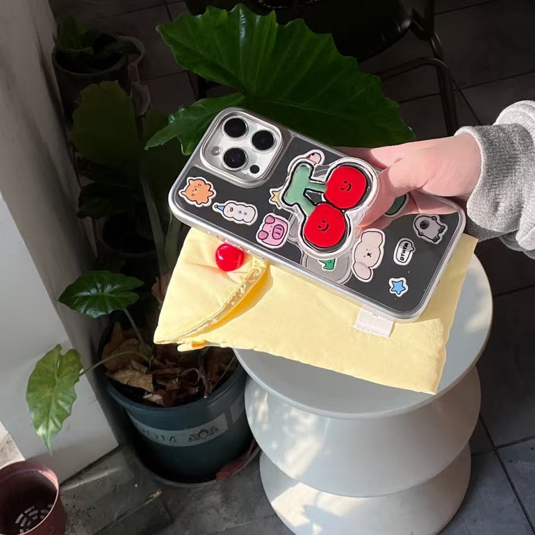 Mirror Sticker Case For iPhone With Cute Holder