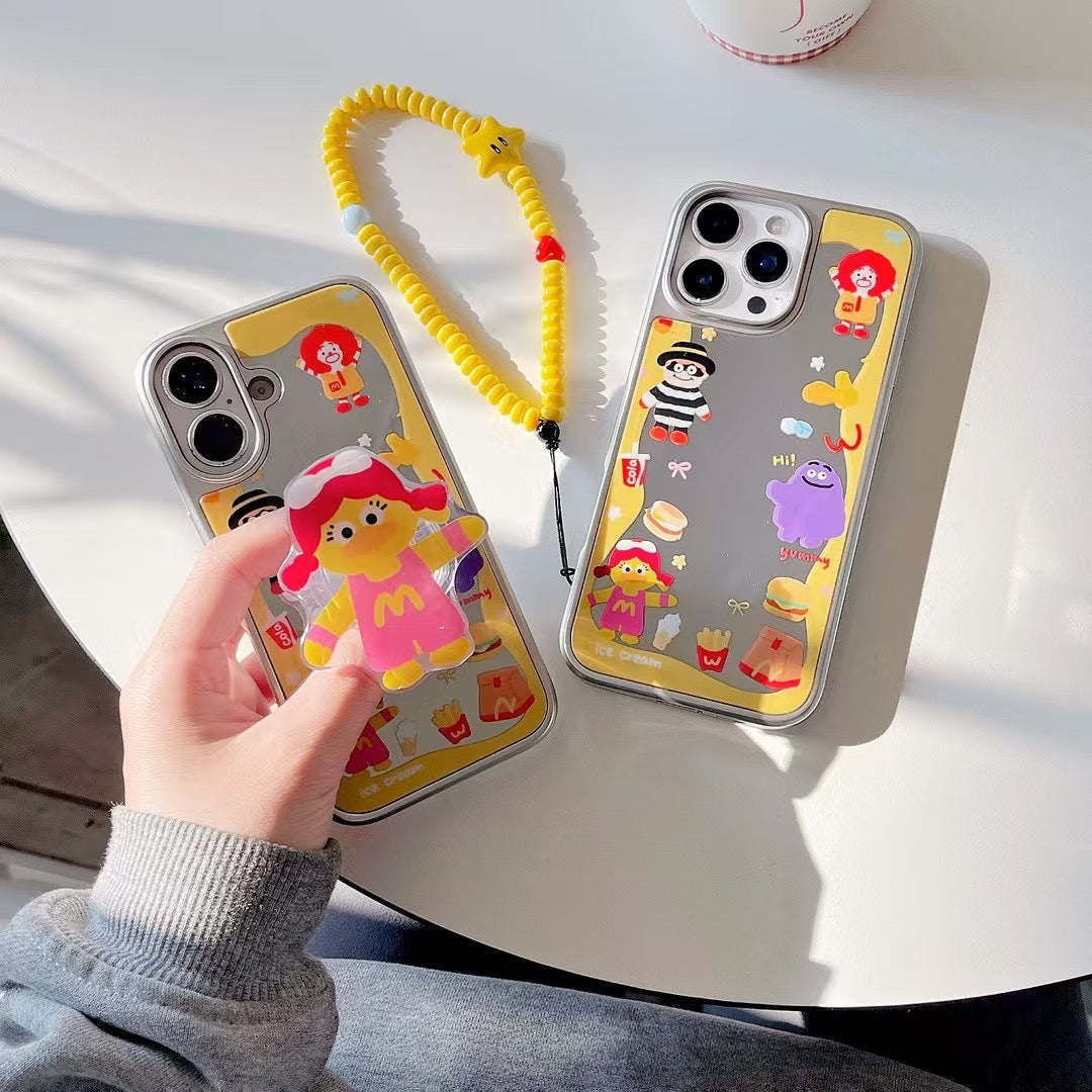 Cute Cartoon Mirror Designer Case For iPhone With Holder