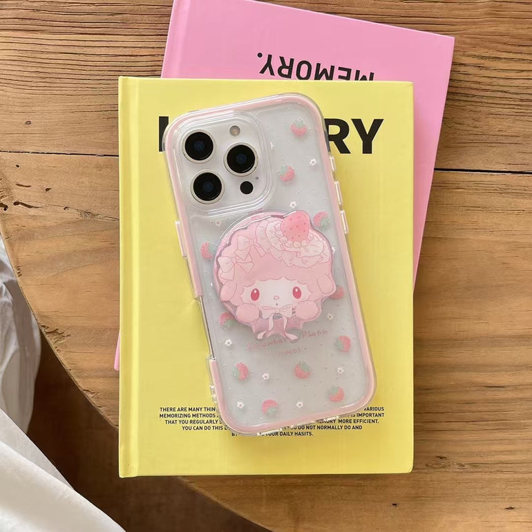 Strawberry Pattern Designer Silicon Case For iPhone With Magsafe Holder